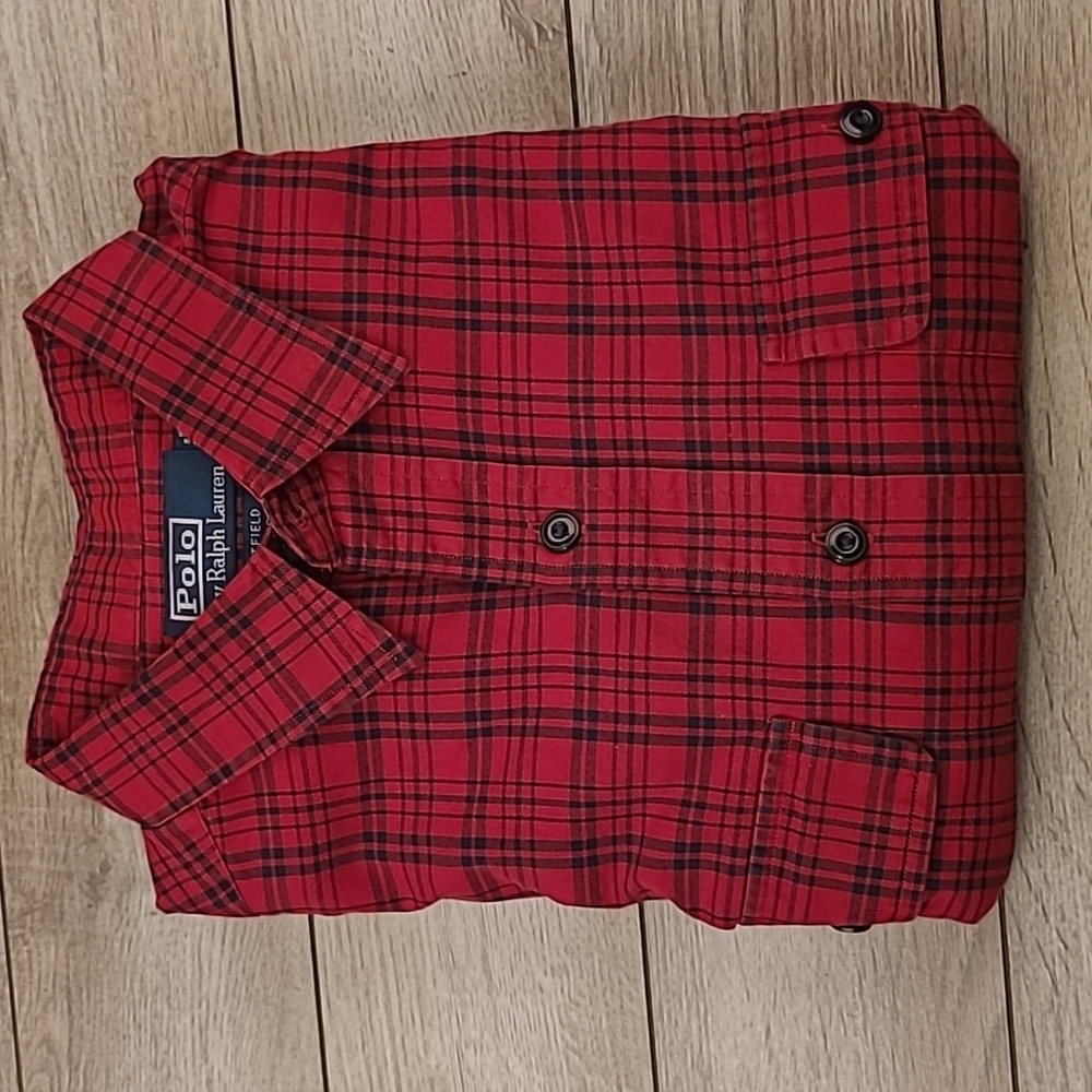 POLO RALPH‎ LAUREN Whitfield Red Plaid Two Ply Cotton M Long Sleeve Casual Shirt